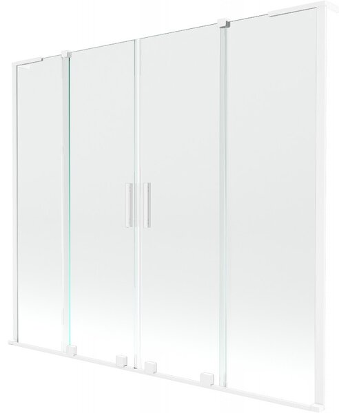 Mexen Velar L Duo, 2-křídlová posuvná vanová zástěna 170 x 150 cm, 8mm čiré sklo, bílá matná, 896-170-003-02-20