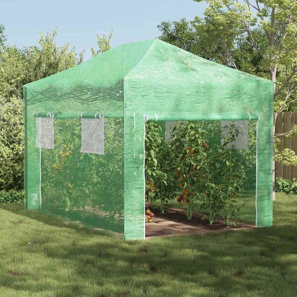 Skleník s pop-up rámem Zelená 280 x 410 x 315 cm Železo