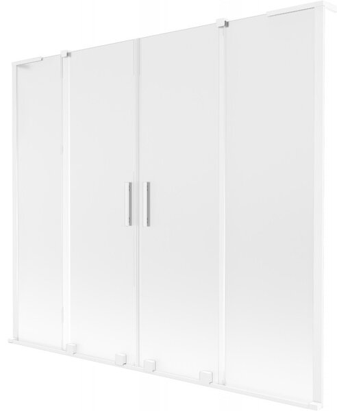Mexen Velar L Duo, 2-křídlová posuvná vanová zástěna 170 x 150 cm, 8mm sklo námraza, bílá matná, 896-170-003-32-20