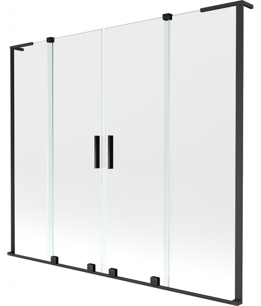Mexen Velar L Duo, 2-křídlová posuvná vanová zástěna 170 x 150 cm, 8mm čiré sklo, černá matná, 896-170-003-02-70