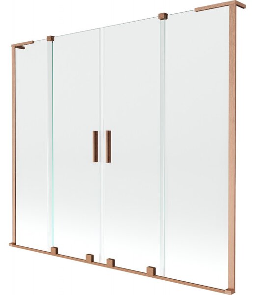 Mexen Velar L Duo, 2-křídlová posuvná vanová zástěna 170 x 150 cm, 8mm čiré sklo, měděná matná, 896-170-003-02-65