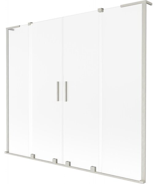 Mexen Velar L Duo, 2-křídlová posuvná vanová zástěna 170 x 150 cm, 8mm sklo námraza, broušená ocel, 896-170-003-32-97