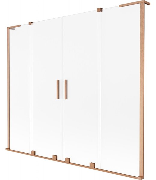 Mexen Velar L Duo, 2-křídlová posuvná vanová zástěna 170 x 150 cm, 8mm sklo námraza, měděná matná, 896-170-003-32-65