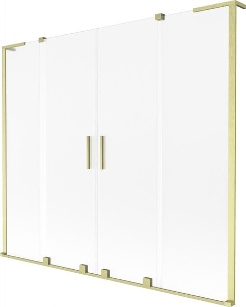 Mexen Velar L Duo, 2-křídlová posuvná vanová zástěna 170 x 150 cm, 8mm sklo námraza, zlatá matná, 896-170-003-32-55