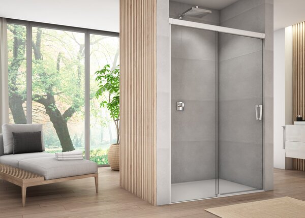 Ronal CADURA CAS2 posuvné sprchové dveře 110 cm Šířka: 1100 mm, Profil: Bílá, Sklo: Hladké čiré