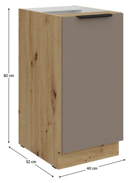 Kondela Dolní kuchyňská skříňka Frisbo 40 D 1F BB - sandgrau / dub artisan