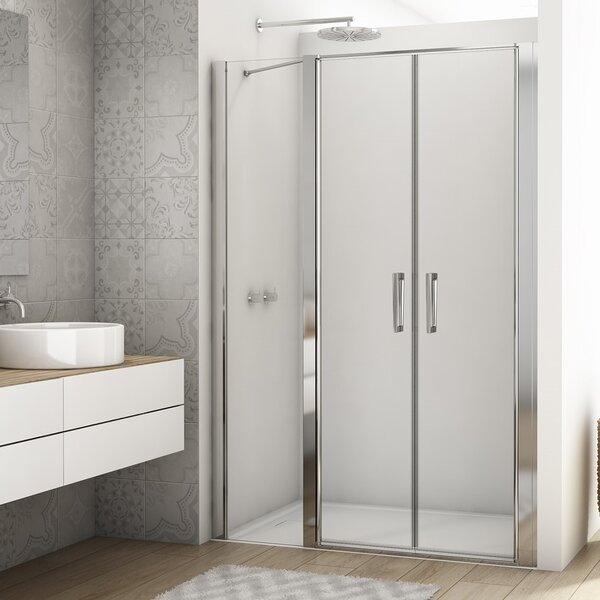 Ronal DIVERA D22T32 dvoukřídlé sprchové dveře 100 cm Šířka: 1000 mm, Profil: Aluchrom, Sklo: Hladké čiré