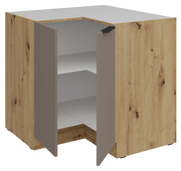 Kondela Dolní rohová kuchyňská skříňka Frisbo 90x90 DN 2F BB - sandgrau / dub artisan
