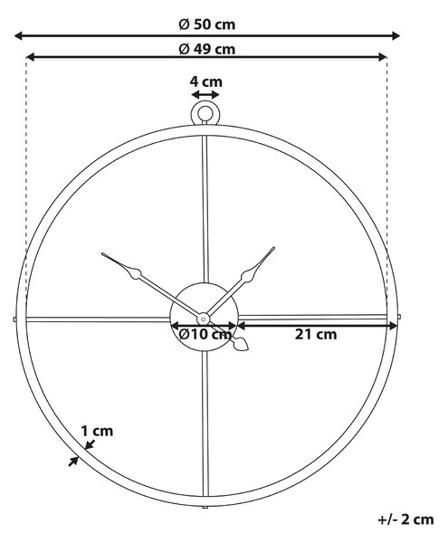 Nástěnné hodiny ZUCHWIL 50 cm Kov Zlatá