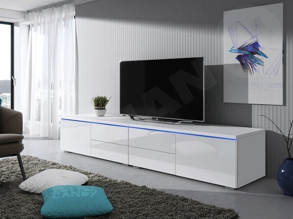 TV stolek Cleo XI Double L+P, Barva: bílý / šedý lesk 5902928370546