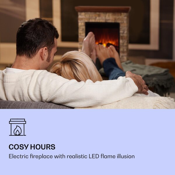 Klarstein Dekorativní krb s LED plameny, elektrický krb s ohřívačem, 1800W elektrický krb, úsporný elektrický krb, nástěnný krb s dálkovým ovládáním a časovačem, elektrické krby s MDF krytem