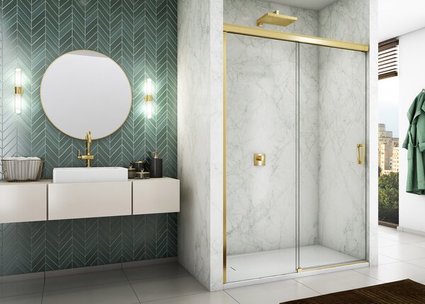 Ronal CADURA CAS2 posuvné sprchové dveře 110 cm Šířka: 1100 mm, Profil: Bílá, Sklo: Hladké čiré