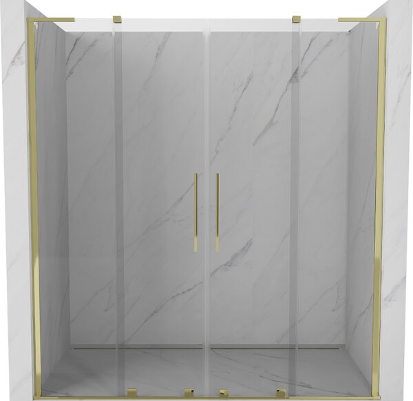 Mexen Velar L Duo, posuvné sprchové dveře do otvoru 170 cm, 8mm čiré sklo, zlatá lesklá, 871-170-003-02-50