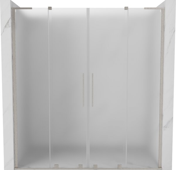 Mexen Velar L Duo, posuvné sprchové dveře do otvoru 170 cm, 8mm sklo námraza, broušená ocel, 871-170-003-32-97