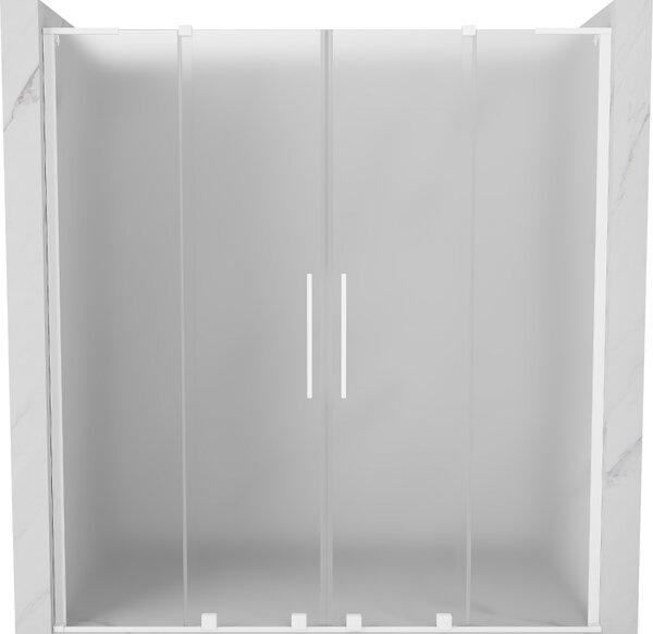 Mexen Velar L Duo, posuvné sprchové dveře do otvoru 170 cm, 8mm sklo námraza, bílá matná, 871-170-003-32-20