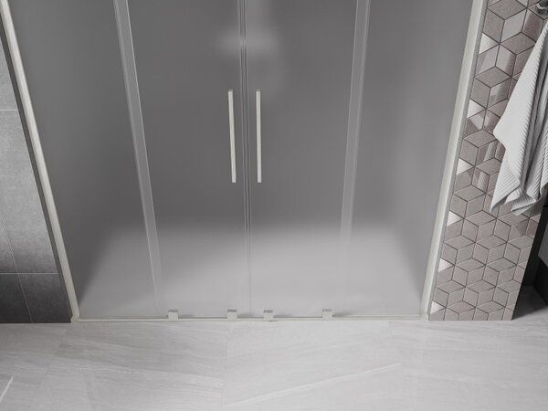 Mexen Velar L Duo, posuvné sprchové dveře do otvoru 170 cm, 8mm sklo námraza, broušená ocel, 871-170-003-32-97