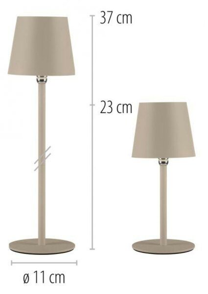 JUST LIGHT LED svítidlo na láhev béžová na baterie dotykový stmívač USB IP54 stolní lampa 3000K LD 19251-39