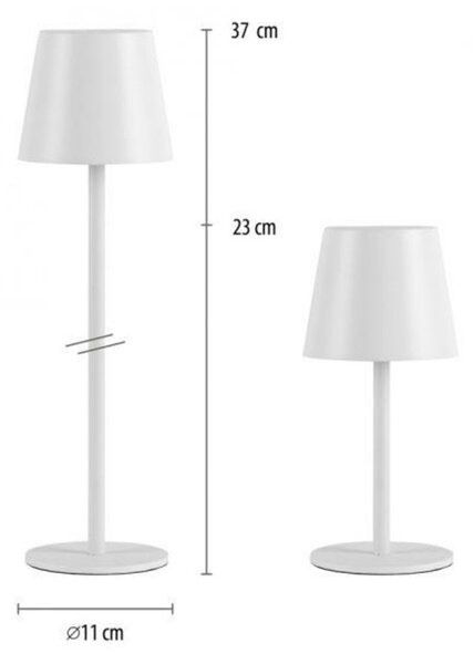 JUST LIGHT LED svítidlo na láhev bílé na baterie dotykový stmívač USB IP54 stolní lampa 3000K LD 19251-16