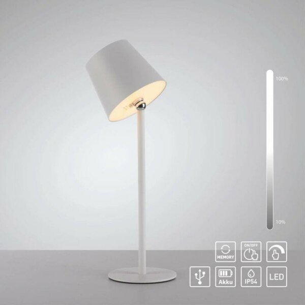 JUST LIGHT LED svítidlo na láhev bílé na baterie dotykový stmívač USB IP54 stolní lampa 3000K LD 19251-16