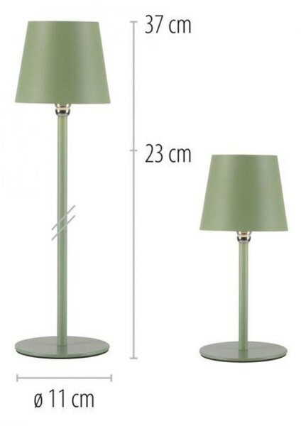 JUST LIGHT LED svítidlo na láhev zelená na baterie dotykový stmívač USB IP54 stolní lampa 3000K LD 19251-43