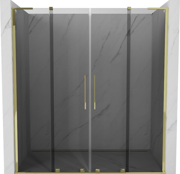 Mexen Velar L Duo, posuvné sprchové dveře do otvoru 170 cm, 8mm šedé sklo, zlatá lesklá, 871-170-003-42-50