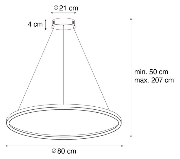 Zlaté závěsné svítidlo 80 cm včetně LED s 3stupňovým stmívačem - Girello
