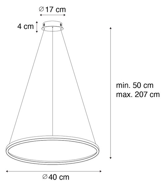 Závěsné svítidlo černé 40 cm vč. LED 3stupňové stmívání - Girello