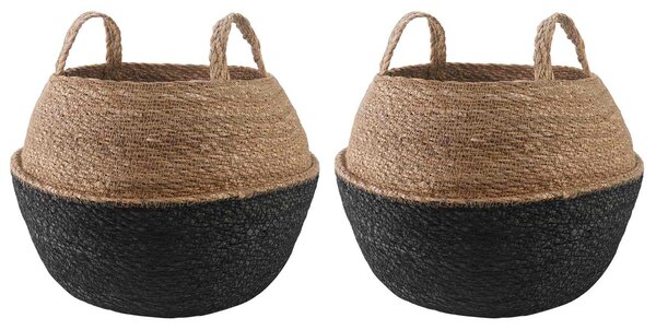 Květináč s úchyty 2 pcs Černá Ø 45 x 36 cm 100% mořská tráva
