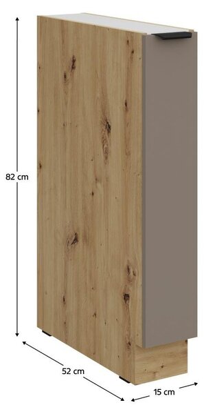 Kondela Dolní kuchyňská skříňka s výsuvným košem Frisbo 15 D Cargo BB - sandgrau / dub artisan