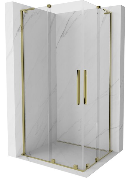 Mexen Velar L Duo, sprchový kout s posuvnými dveřmi 90 x 80 cm, 8mm čiré sklo, zlatá lesklá, 871-090-080-02-03-50
