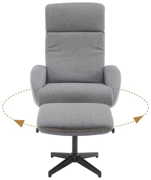 RELAXAČNÍ KŘESLO S TABURETEM, textil, šedá Livetastic - Online Only křesla & taburety, Online Only