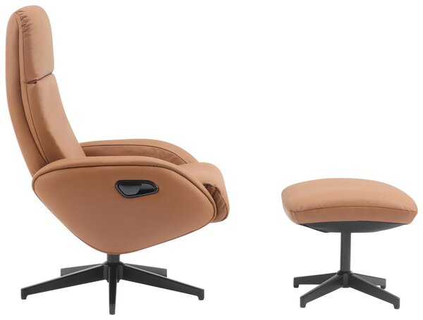 RELAXAČNÍ KŘESLO S TABURETEM, textil, kůže, hnědá Livetastic - Online Only křesla & taburety, Online Only