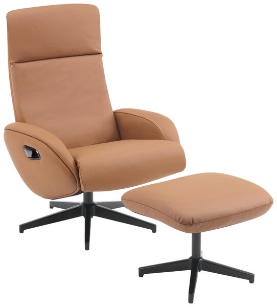 RELAXAČNÍ KŘESLO S TABURETEM, textil, kůže, hnědá Livetastic - Online Only křesla & taburety, Online Only