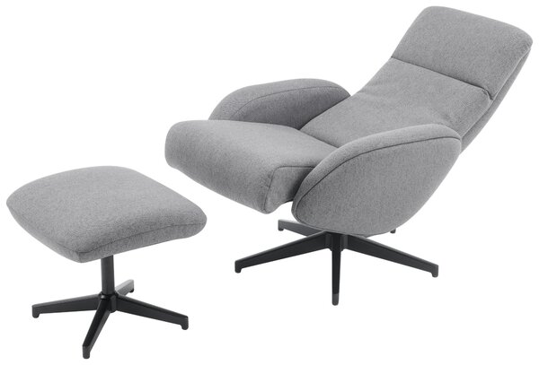 RELAXAČNÍ KŘESLO S TABURETEM, textil, šedá Livetastic - Online Only křesla & taburety, Online Only