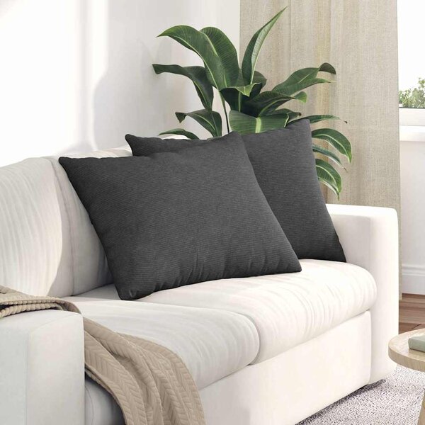 Pohovkové polštáře 2 pcs Tmavě šedá 70 x 50 cm Žebrovaná látka