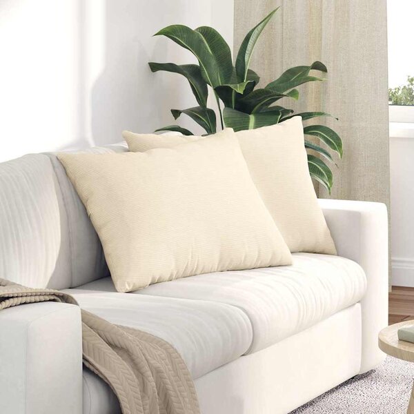 Pohovkové polštáře 2 pcs Krémová 70 x 50 cm Žebrovaná látka