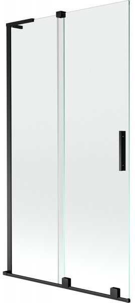 Mexen Velar L, 2-křídlová posuvná vanová zástěna 100 x 150 cm, 8mm čiré sklo, černá matná, 896-100-003-01-70