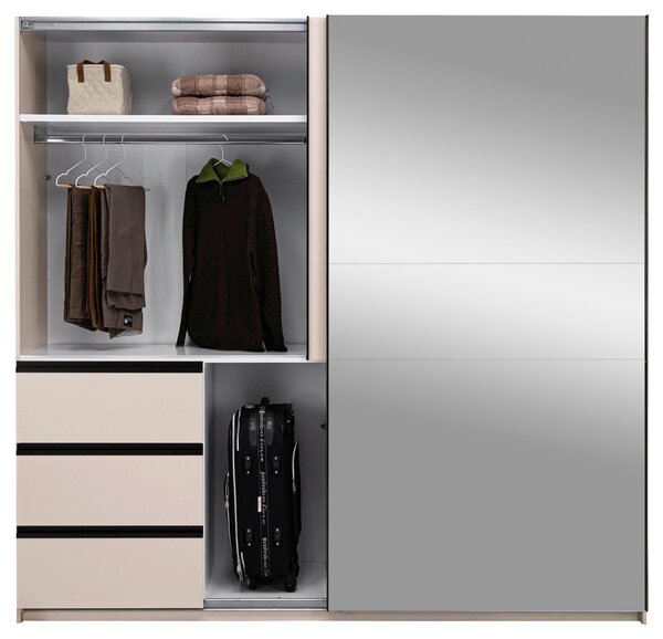 ŠATNÍ SKŘÍŇ S POSUVNÝMI DVEŘM, kašmírová, 215/210/61,5 cm P & B - Šatní skříně, Online Only