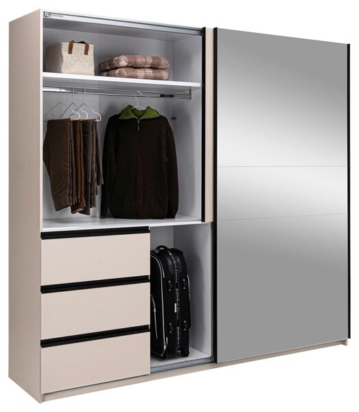 ŠATNÍ SKŘÍŇ S POSUVNÝMI DVEŘM, kašmírová, 215/210/61,5 cm P & B - Šatní skříně, Online Only