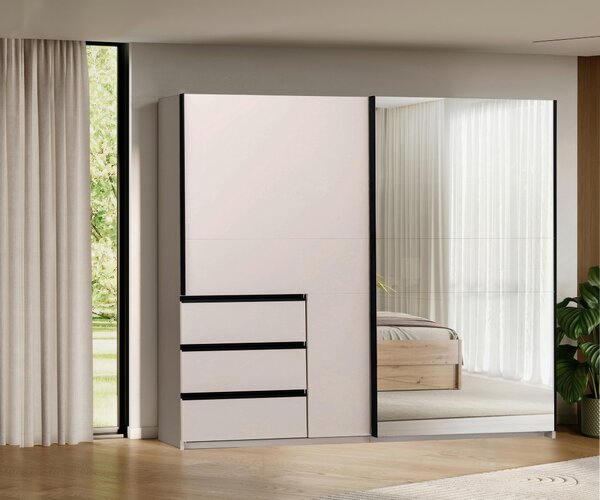 ŠATNÍ SKŘÍŇ S POSUVNÝMI DVEŘM, kašmírová, 250/210/61,5 cm P & B - Šatní skříně, Online Only