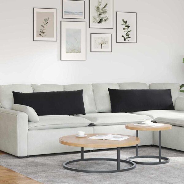 Pohovkové polštáře 2 pcs Černá 120 x 40 cm Žebrovaná látka