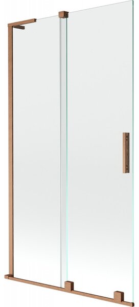 Mexen Velar L, 2-křídlová posuvná vanová zástěna 100 x 150 cm, 8mm čiré sklo, měděná matná, 896-100-003-01-65