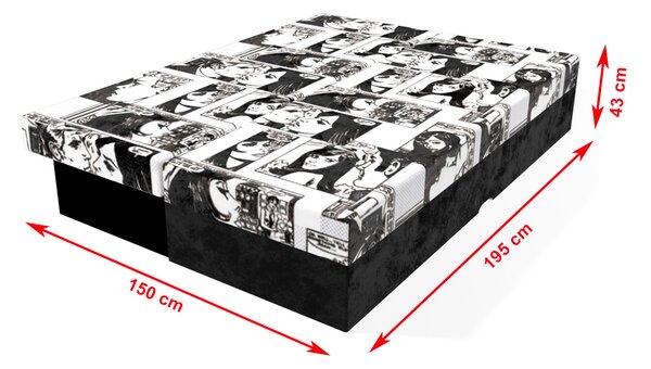 Rozkládací pohovka Karin Comix Black and White pružinová