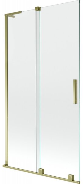 Mexen Velar L, 2-křídlová posuvná vanová zástěna 100 x 150 cm, 8mm čiré sklo, zlatý lesklý profil, 896-100-003-01-50
