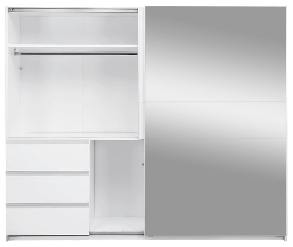 ŠATNÍ SKŘÍŇ S POSUVNÝMI DVEŘM, bílá, 250/210/61,5 cm P & B - Šatní skříně, Online Only