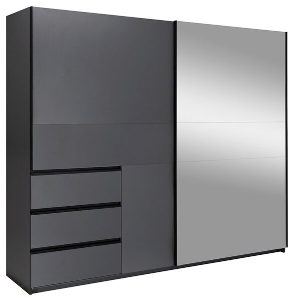 ŠATNÍ SKŘÍŇ S POSUVNÝMI DVEŘM, barvy grafitu, 250/210/62 cm P & B - Šatní skříně, Online Only