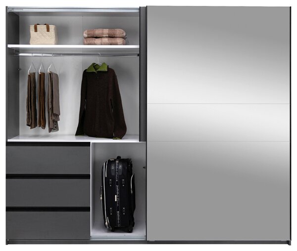 ŠATNÍ SKŘÍŇ S POSUVNÝMI DVEŘM, barvy grafitu, 250/210/62 cm P & B - Šatní skříně, Online Only