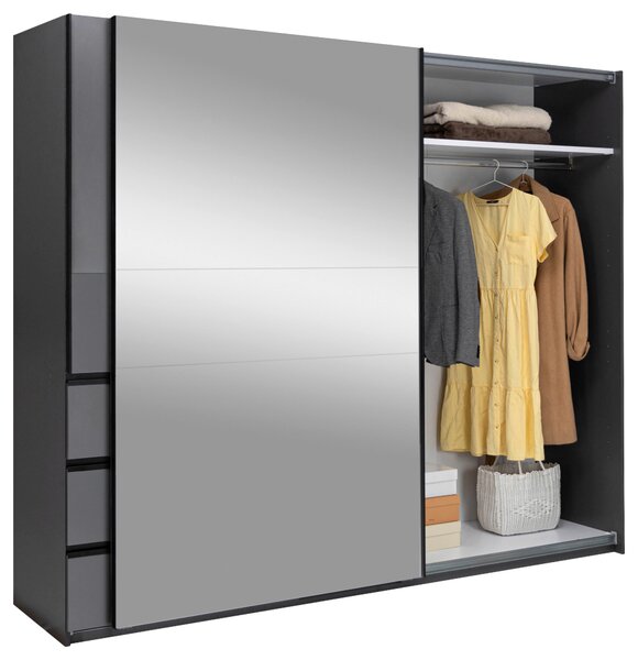 ŠATNÍ SKŘÍŇ S POSUVNÝMI DVEŘM, barvy grafitu, 250/210/62 cm P & B - Šatní skříně, Online Only