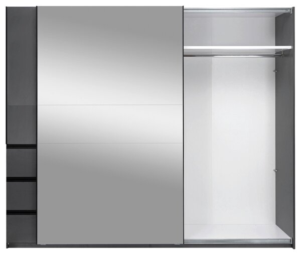 ŠATNÍ SKŘÍŇ S POSUVNÝMI DVEŘM, barvy grafitu, 250/210/62 cm P & B - Šatní skříně, Online Only