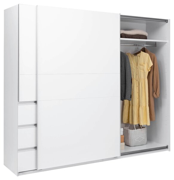 ŠATNÍ SKŘÍŇ S POSUVNÝMI DVEŘM, bílá, 250/210/61,5 cm P & B - Šatní skříně, Online Only